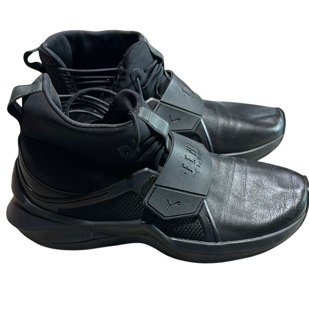 Puma Fenty Rihanna Sneakers Womens 6 Leather Mid Trainer Black 190398 01 Street